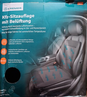 KREMER Auto Sitzauflage Kfz  Kühl Auflage regulierbare Luftzufuhr mit Adapter