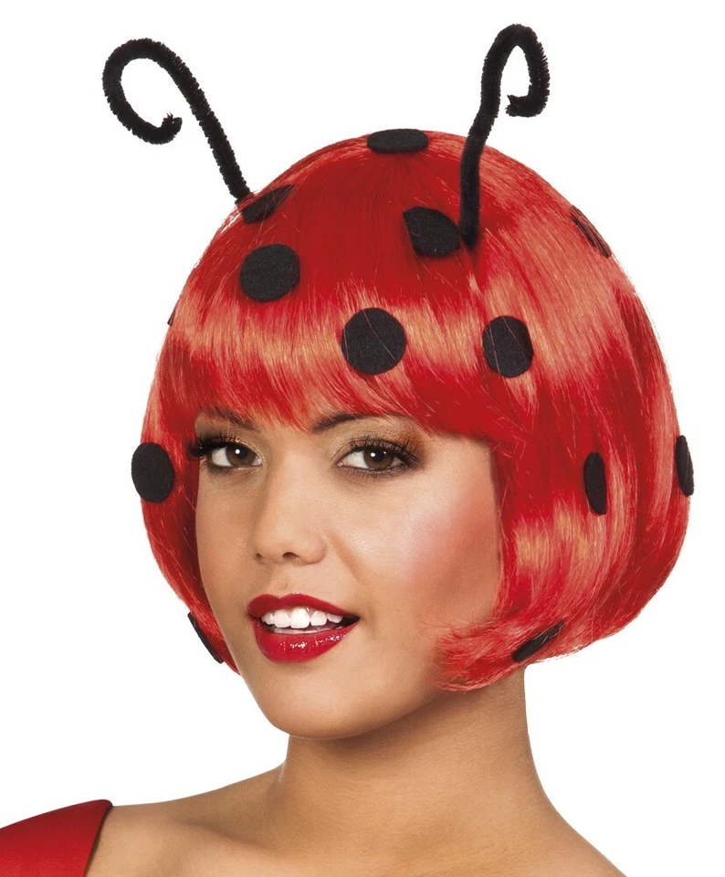 BOLAND Marienkäfer Perücke rot mit schwarzen Punkten für Damen Kostüm-Zubehör