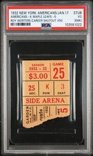 1/17/1932 ROY WORTERS Career SHUTOUT #50 Ticket STUB NY AMERICANS HOF **PSA**