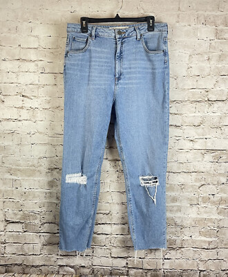 ASOS Denim Women's Size 34 Distressed Raw Hem Denim Jeans Stretch High Rise 