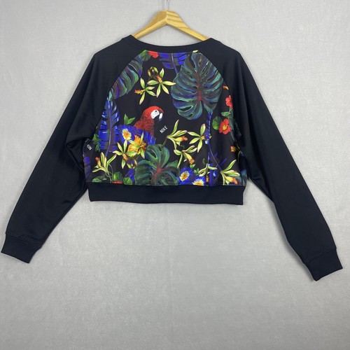 Nike Women's Floral Crew Sweatshirt Black Medium AQ9722-010 Sportswear Casual - Picture 2 of 14