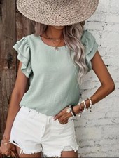 Solid Color Crew Neck Blouse