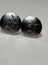 925 Sterling Silver Vintage JML Floral Etched Round Cufflinks