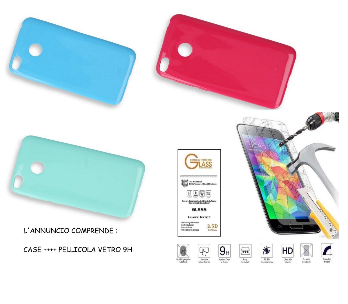 COVER TRASPARENTE + PELLICOLA VETRO TEMPERATO PER CUSTODIA TPU Per TCL