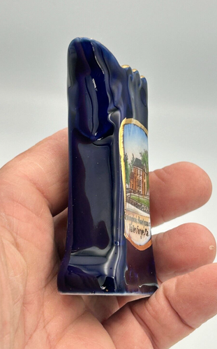 Vintage Washington's Headquarters Valley Forge Pa. Blue Glazed Miniature Pitcher - Picture 12 of 12