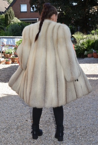 US5402 REAL CRYSTAL FOX FUR COAT RANCH FOX JACKET SIZE L - FUCHSMANTEL - Picture 7 of 24
