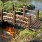Wooden Garden Bridge Arch Footbridge Outdoor Decor Pond Walkway W/ Double Rails