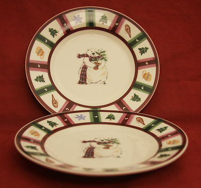 Pfaltzgraff Snow Bear Salad Luncheon Plates Christmas Polar Bear Retired 