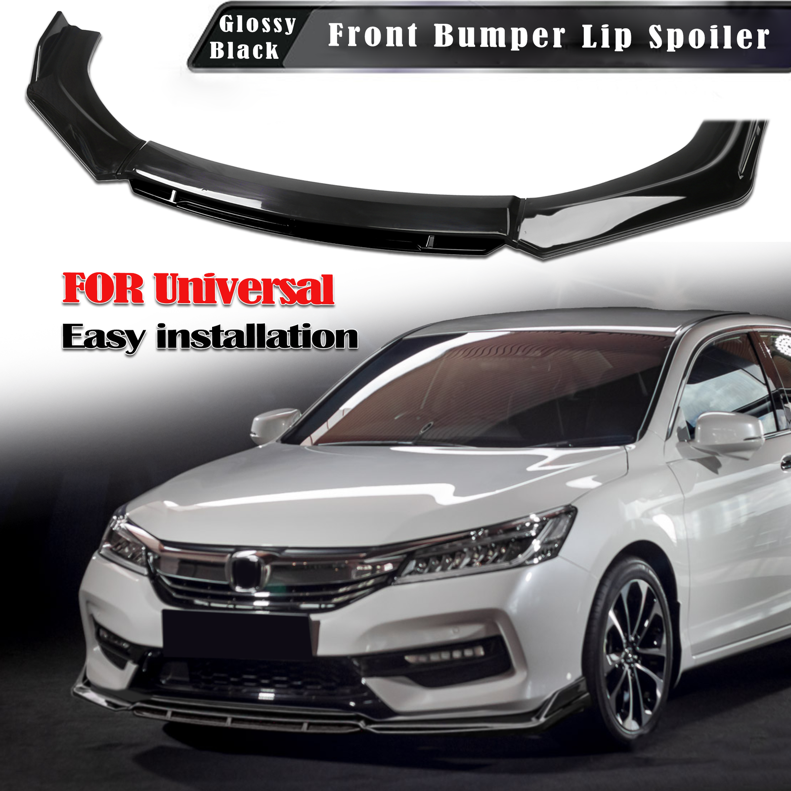 For HONDA ACCORD Universal Front Bumper Lip Spoiler Splitter Diffuser Black