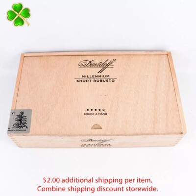 Davidoff Millennium Short Robusto Empty Wood Cigar Box 9'' x 5.25'' x 2.25''