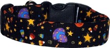 Trick Or Treat Black Halloween Dog Collar - LARGE - 1" WIDE X 16  -26" LONG