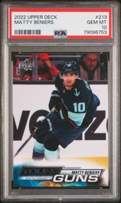 MATTY BENIERS 2022 UPPER DECK YOUNG GUNS ROOKIE RC #213 PSA 10 GEM