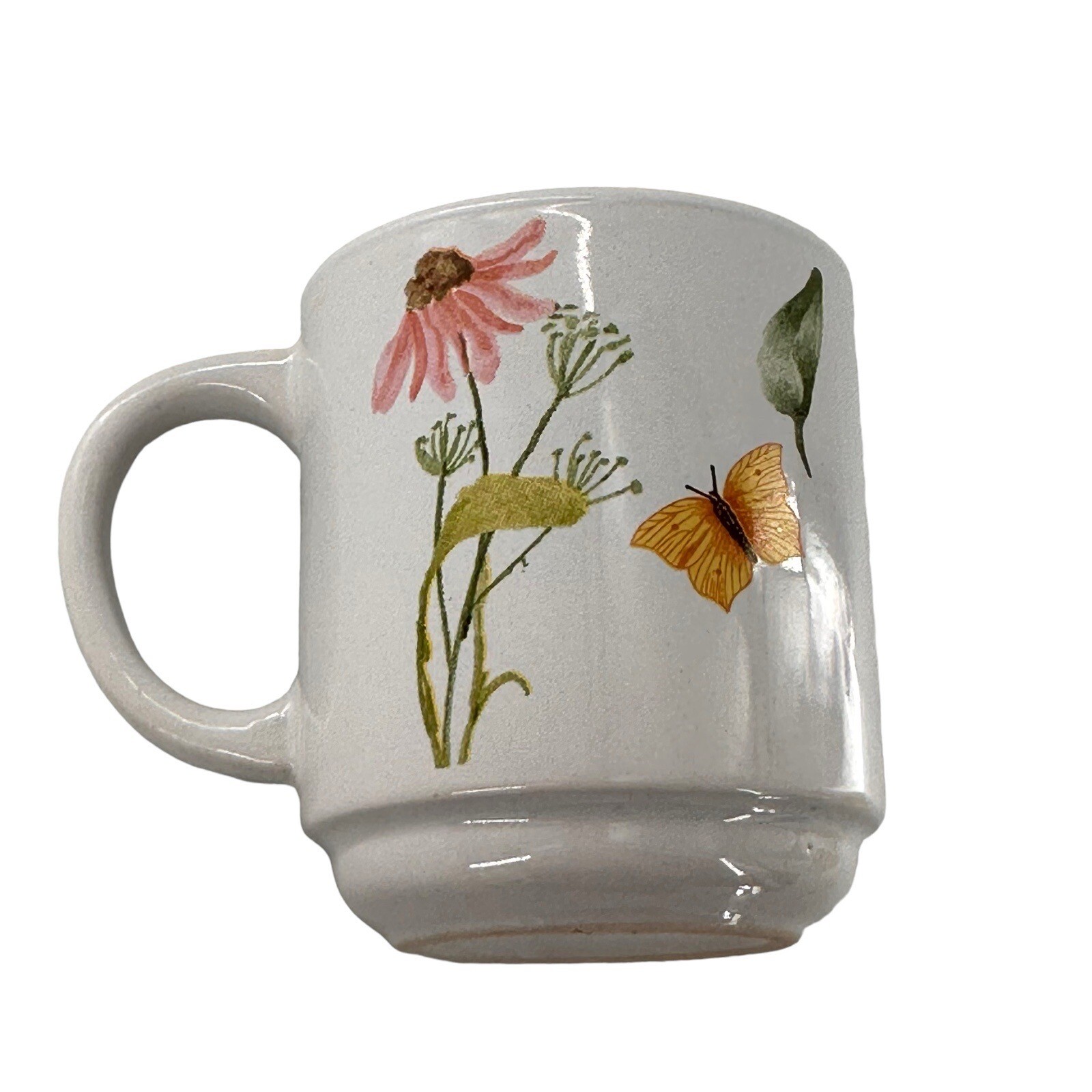2x Old East Main Co Smooth 12 oz Coffee Tea Mug Cup Butterfly Wildflower Gift b