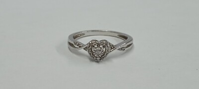 Allure Gems Sterling Silver & Diamond Heart Ring 1/10 tdw Size 7