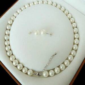 8MM White Akoya Cultured Shell Pearl Necklace 18'' AAA