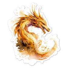 Watercolor Golden Dragon, Vinyl Decal Sticker, Indoor Outdoor, 3 Sizes, 9084