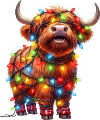 Weihnachten Highland Kuh Wandbild Schlafzimmer Fenster Auto Vinyl Aufkleber Abziehbild 6 Größen