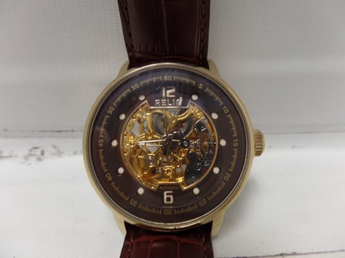 Heart Gold Case Brown Face Wrist Watch 