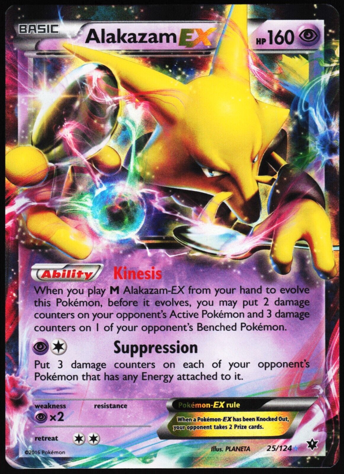 Alakazam EX Ultra Rare - 25/124 XY Fates Collide NM Pokemon Card