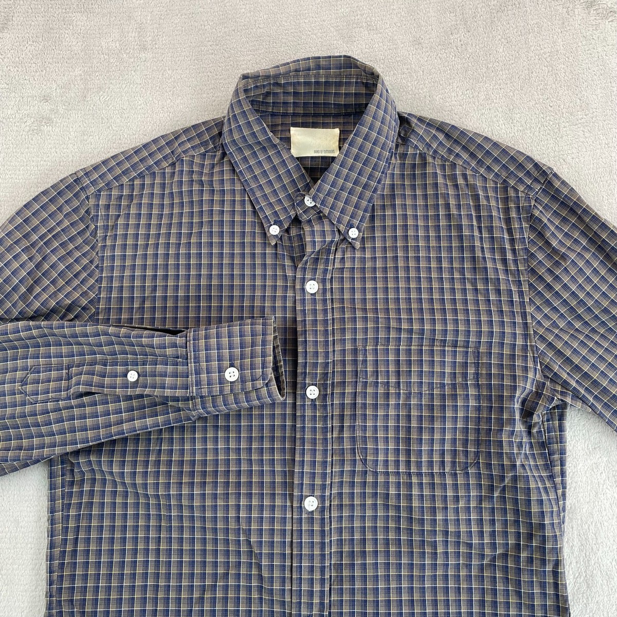Band of Outsiders Shirt Men Small 1 Brown Blue Plaid Long Sleeve 