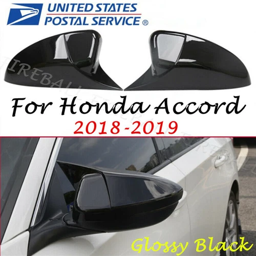 2X Glossy Black Rear View Side Mirror Cap Cover Trim For Honda Accord Byajtsufxa