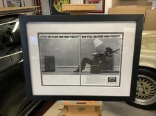 Vtg Maxell Blown Away Guy / Man in Chair 2 Page Print Ad Original NEWLY Framed