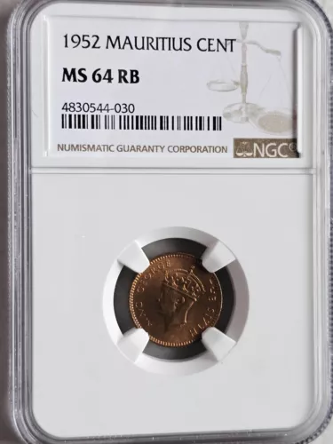 Mauritius 1 Cent 1952 NGC MS 64 RB