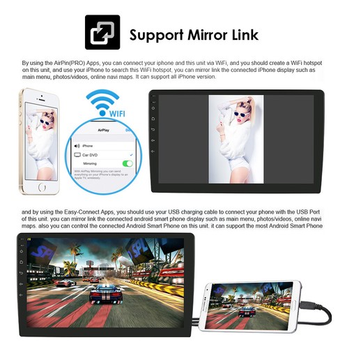 10.1" Single Din Rotatable Stereo Radio 8Core Android 10 GPS CarPlay WiFi/4G LTE - Picture 11 of 12