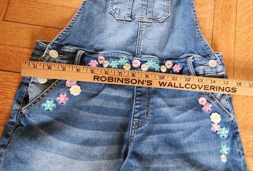 Jordache Girl Shorts Overalls Floral Embrodery Girls Size XXL 18 BOHO Flower - Picture 3 of 10