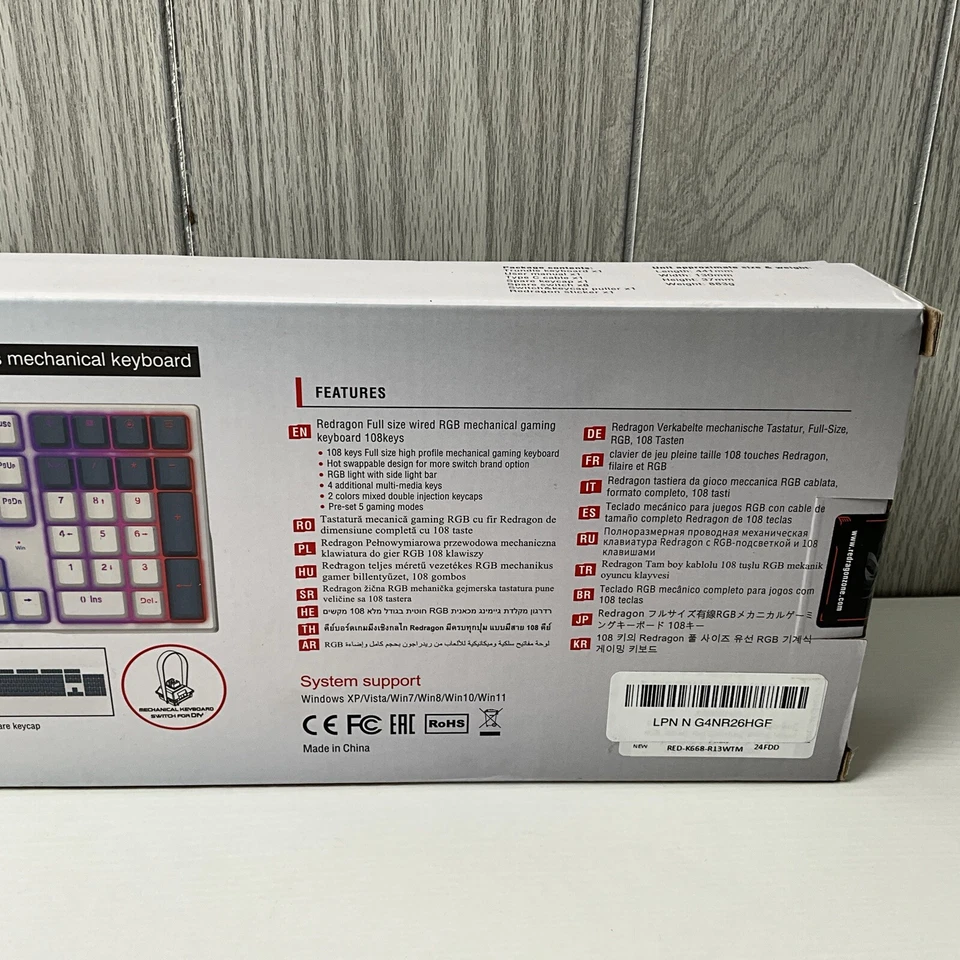 Redragon K668 Trundle RGB Gaming Keyboard, 104 Keys + Extra 4 Hotkeys - Sealed - Image 4 of 4