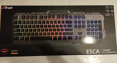 Trust GXT853 ESCA Metal Rainbow Gaming Keyboard Tastatur beleuchtet Sehr Gut