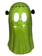 GOBLIN & GHOUL Green Light Up Ceramic Frankenstein 8”Ghost Halloween NWT Spooky