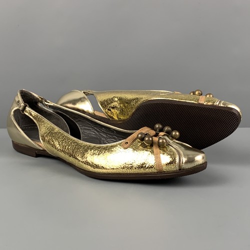 PROENZA SCHOULER size 7 leather gold metallic dishes - Picture 3 of 7