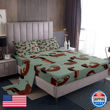 Feelyou Dachshund Bed Sheets Kids Cute Sausage Dogs Sheet Set Cartoon Animal