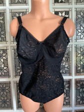 Vintage All in One Girdle Bodysuit Shaper Shapewear BALI Lacy Black Sz. 40D