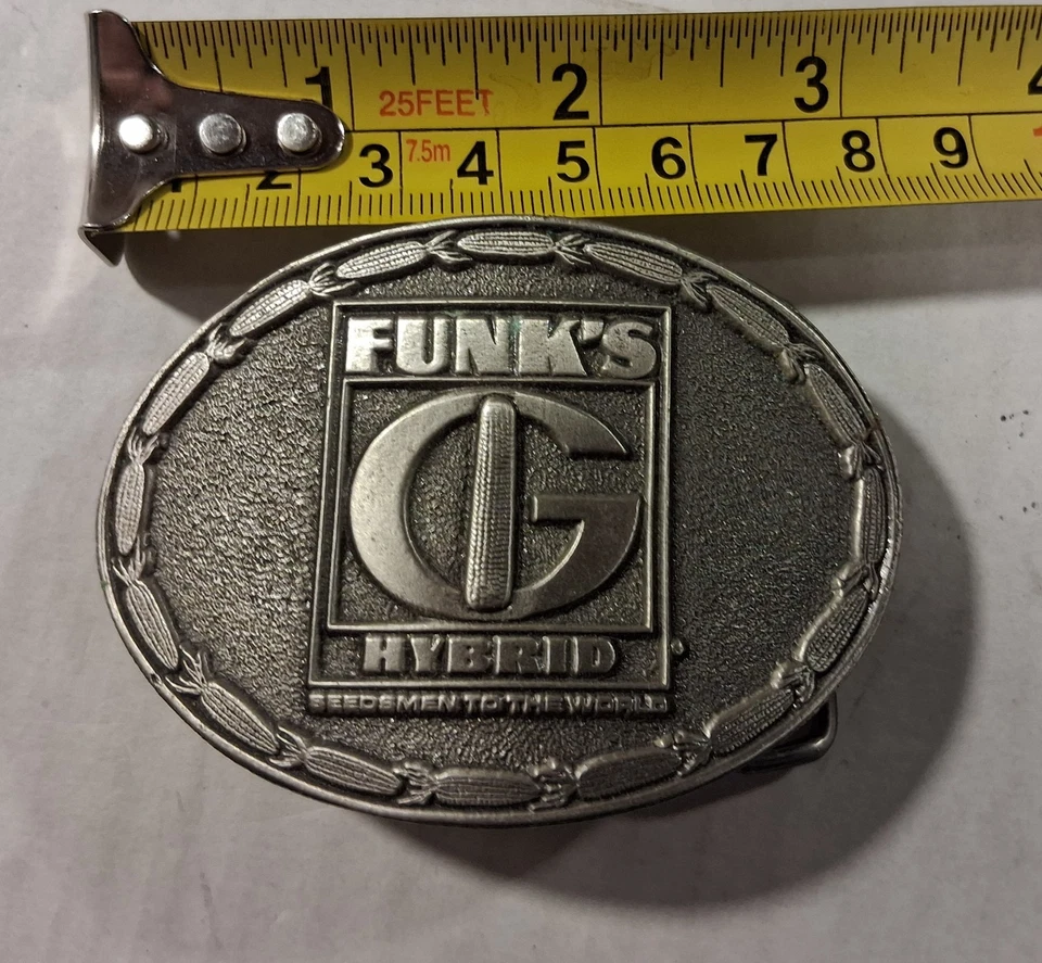 Hebilla de cinturón publicitario semilla maíz vintage años 70 **FUNK'S G HYBRID** Foto 3 de 4
