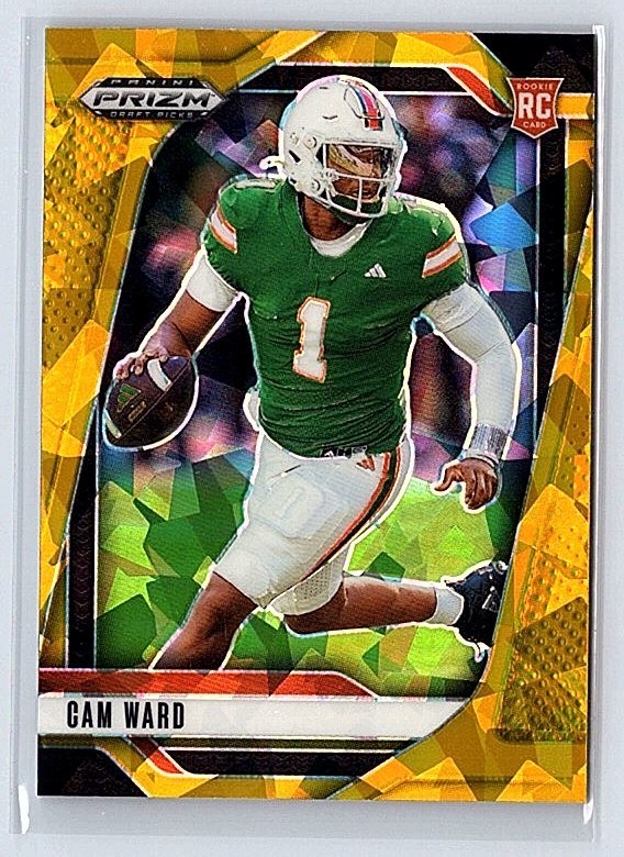 2025 Panini Prizm Draft Picks Cam Ward #57 Gold Ice Prizm (RC) Titans (615U)
