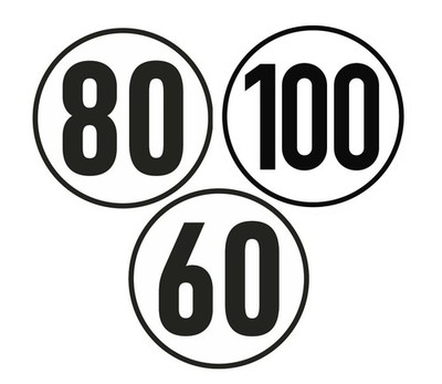 LARGE STICKER 20cm 60 80 100kmh KM/H round speed sticker § 58 road traffic control