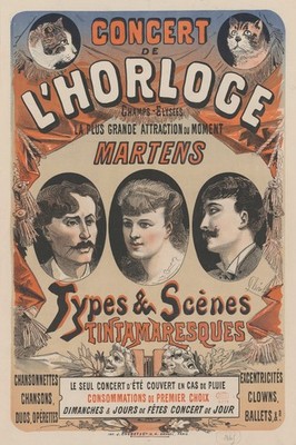   Vintage Concert de L'Horloge Poster - 24x36  - Mid Century Eclectic Art  
