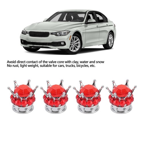New 4 Pieces Tire Wheel Stem Valve Cover Caps Crown Style For Cars - Picture 20 of 23