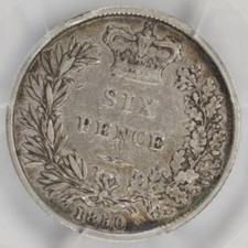 Queen Victoria 1850 AD, Great Britain Six Pence 6D Silver Coin S-3908, PCGS VF35