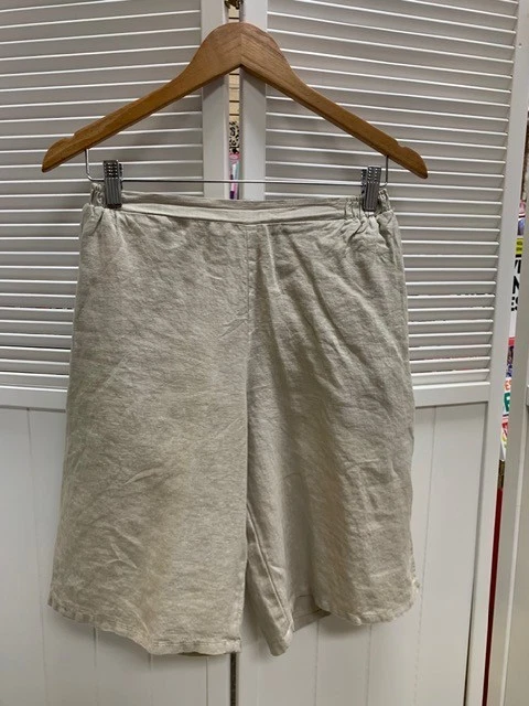 PLP2089 Tidal Foam Medium NWT Match Point Linen Short Pocket Flat Front NEW Tan