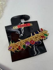 Vintage Hair Clip 80s Cha Cha Bead Bezel Multicolor Deadstock