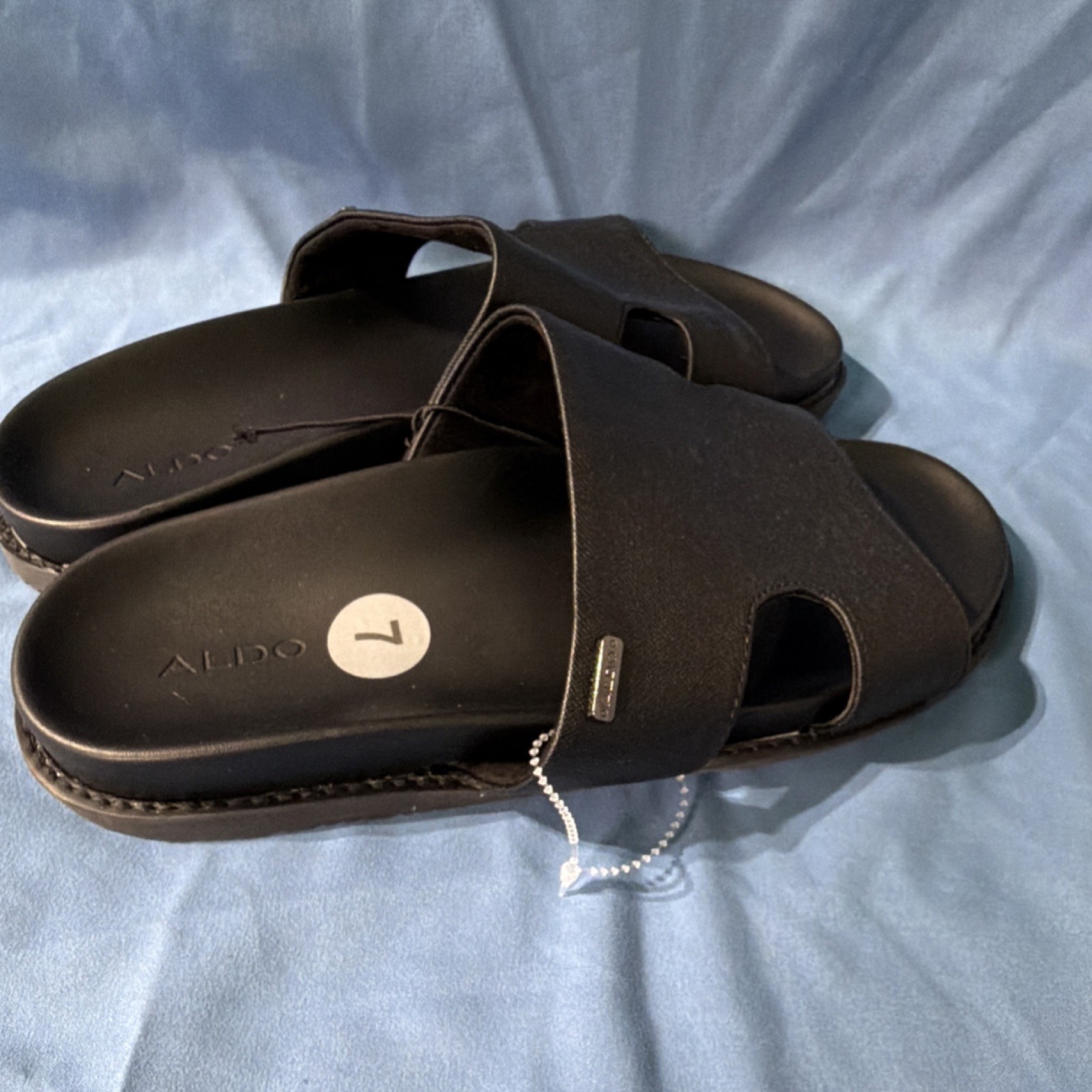 ALDO Men's Black Slide Sandals Size 7 Comfort Casual Rubber Synthetic