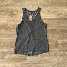 Lululemon Tank Top 6 Hold & Let Flow Heathered Black Workout Athletic Tie Back