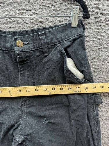 Pantaloni da lavoro Carhartt larghi foderati in flanella anatra lavata neri taglia 30x32 - Foto 13 di 15