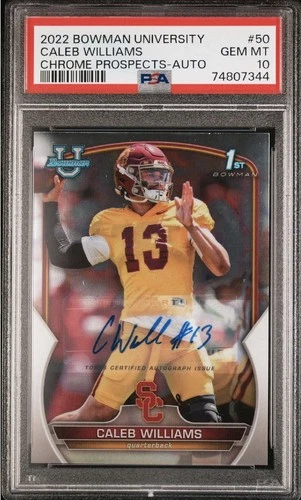 2022 Bowman U Chrome Caleb Williams 1st Bowman Prospects Autograph #50 PSA 10