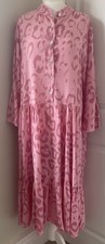 Made in Italy Pink Leopard Print Smock Dress One Size Oversized Boho Tiered