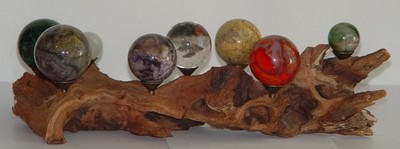 Natural Driftwood Multi (8) Sphere Display Wood Stand Orb Egg Handmade (800)