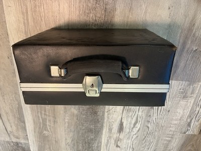 Vintage Black Leather Storage Box Case for 8-Track Tape Cartridges Organizer